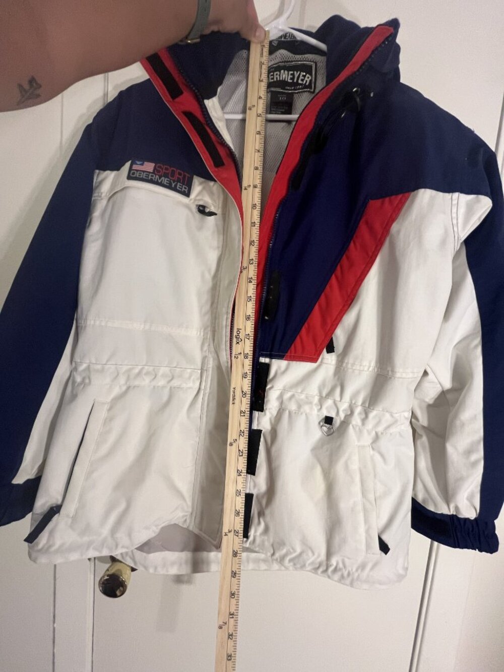 Vintage Obermeyer Sport Ski Jacket - White, Navy & Red - Size 10 - Picture 4 of 14